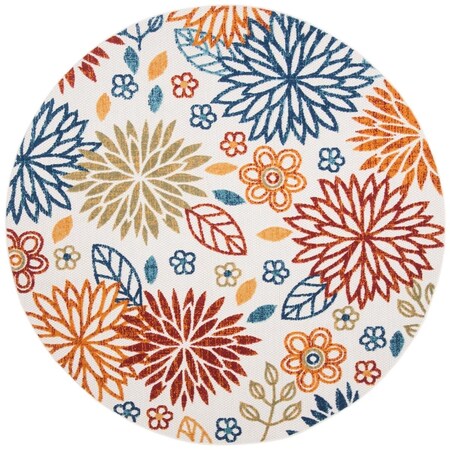 Safavieh 5 x 5 ft. Cabana 833A Power Loomed Round Area Rug; Cream & Red CBN833A-5R